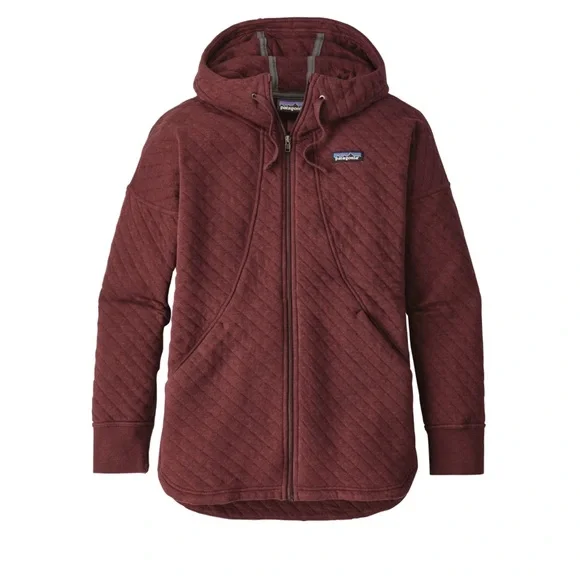 Patagonia W's Organic Cotton Quilt Hoody Style #25316 light balsamic maroon S - Picture 1 of 8